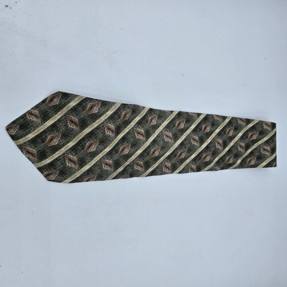 Mens Necktie Haggar clothing co. Tan  and Brown, Size Is 56in x 4in Vintage - Picture 2 of 6